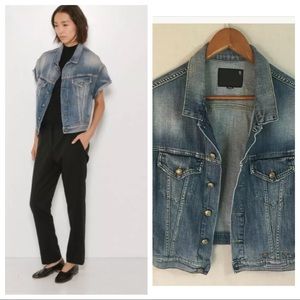 R13 Denim Jeans Jacket Crop MEDIUM Blue